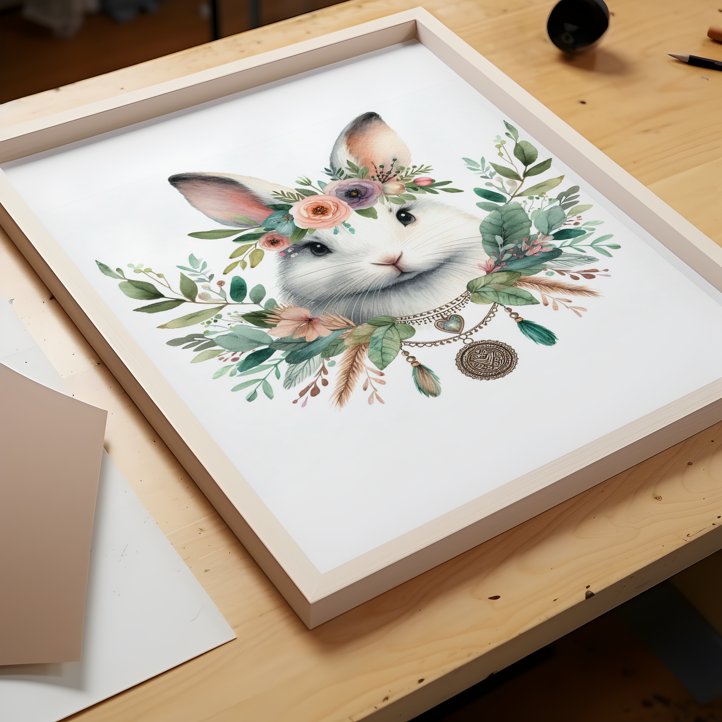 Bohemian Bunny Watercolour Print