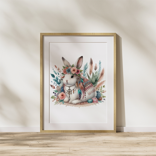 Bohemian Bunny Watercolour Print