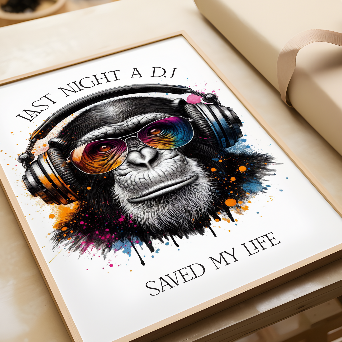 Colour Splash 'Last Night A DJ Saved My Life' Chimp Print
