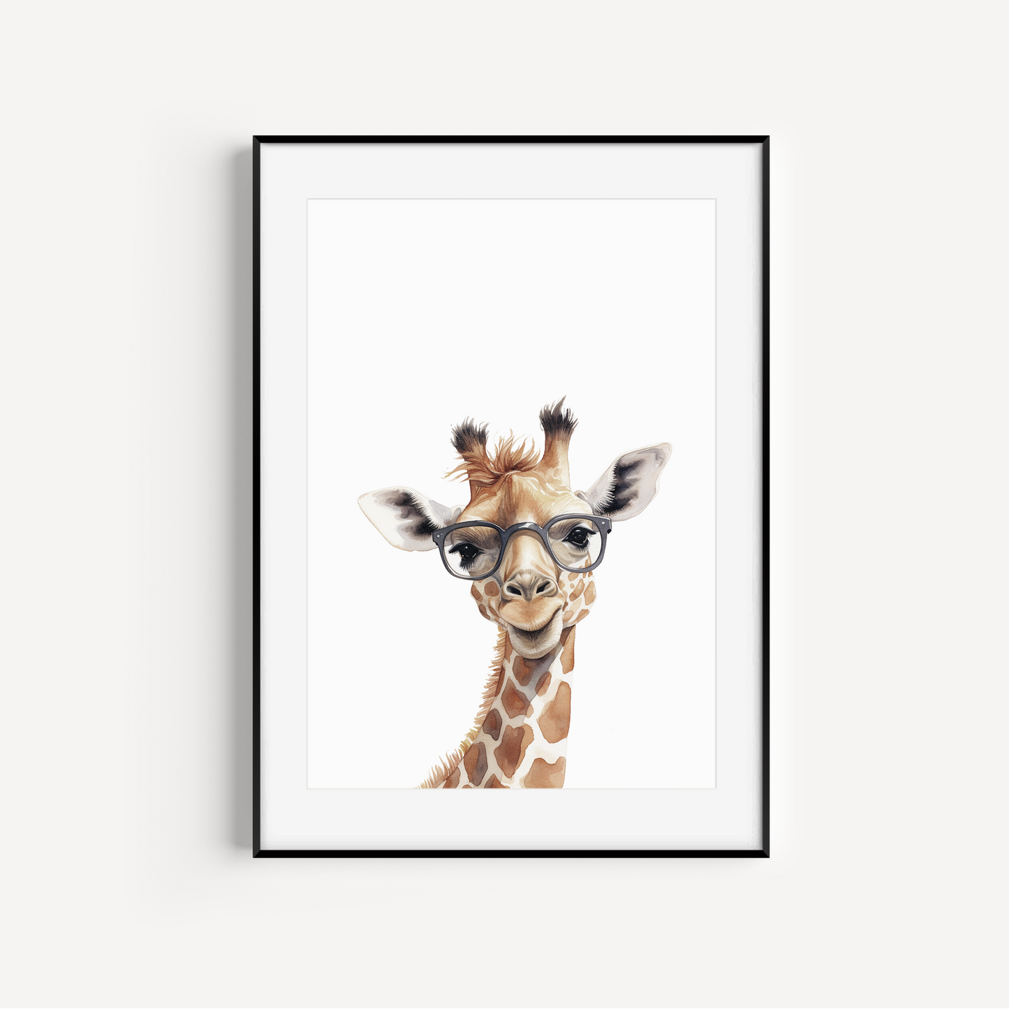 Geeky Giraffe in Glasses Print